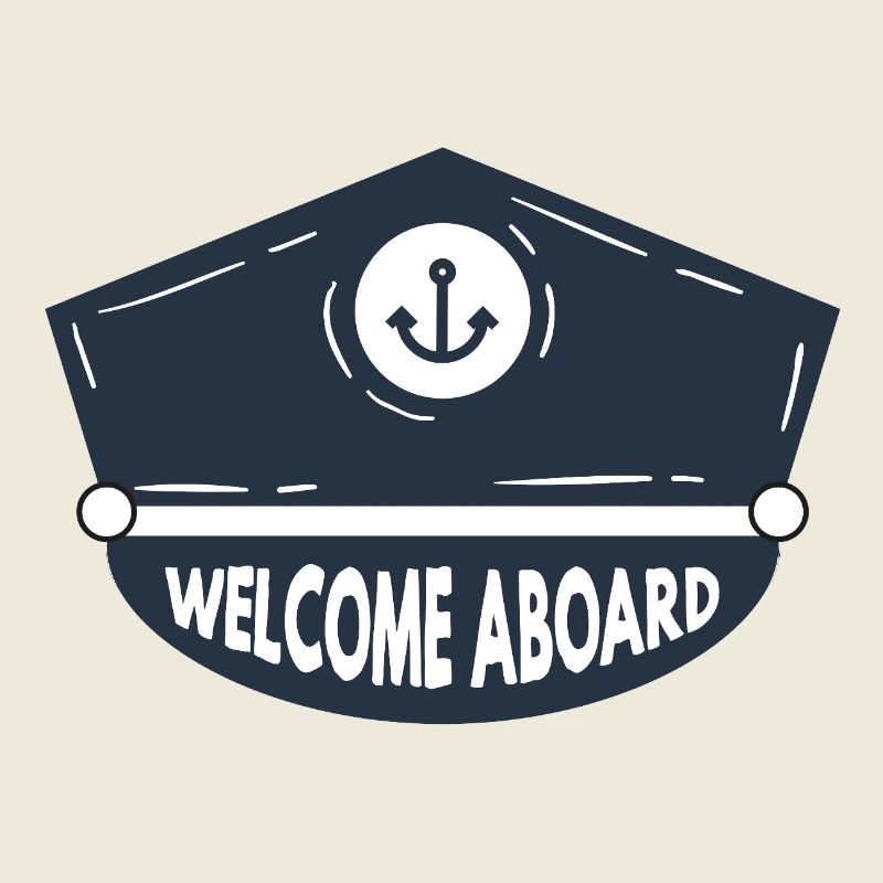 Nautic Design Welcome Aboard Anchor Patch Cap Navy