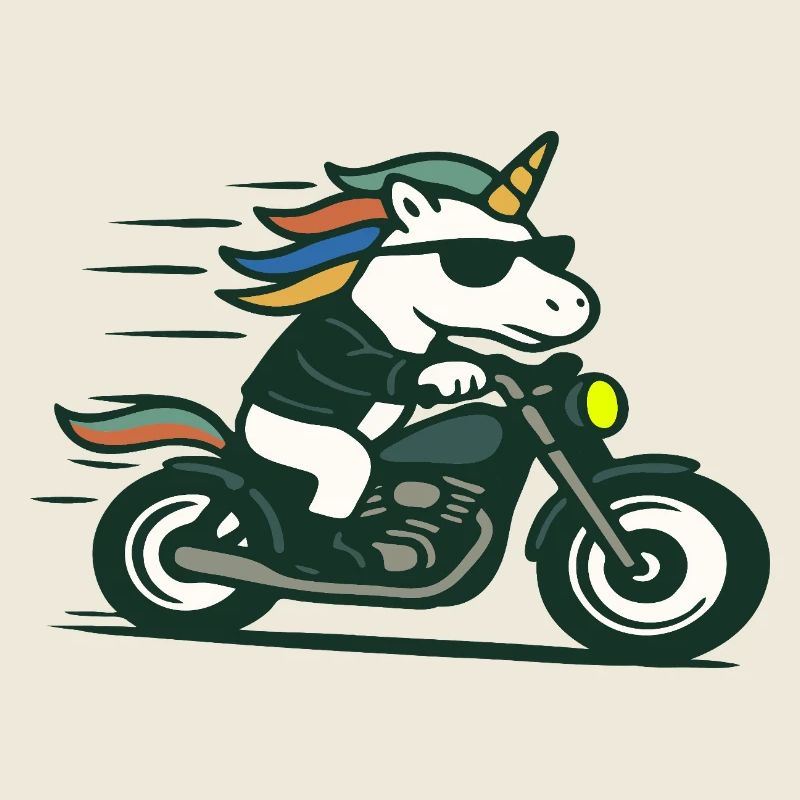 Fast Biker einhornfahrende Motorrad-Maskottchen-Kunst