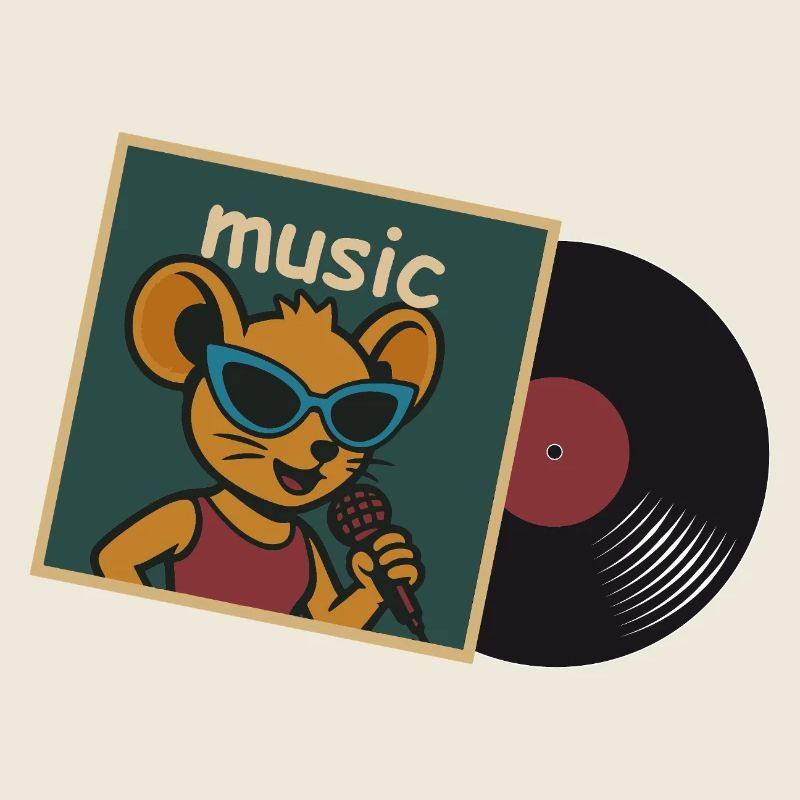 Souris musicale avec micro et disque vinyle