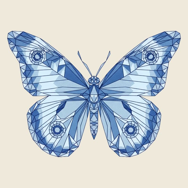 Papillon bleu géométrique
