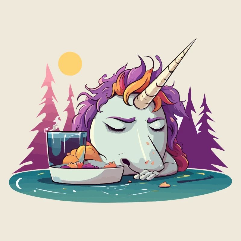 Verschlafenes Einhorn am Teich