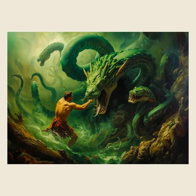 Herakles kämpft gegen die Hydra von Lerna