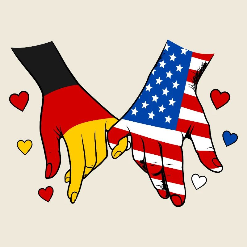 Germany USA Flag Holding Hands