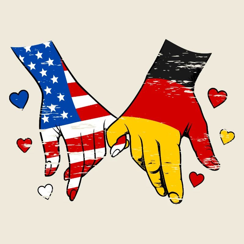 Drapeaux américains-allemands Tenue de main utilisée