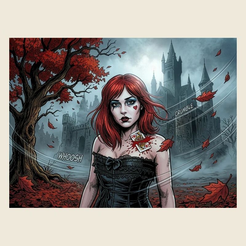 Redhead gothic woman in autumn magic