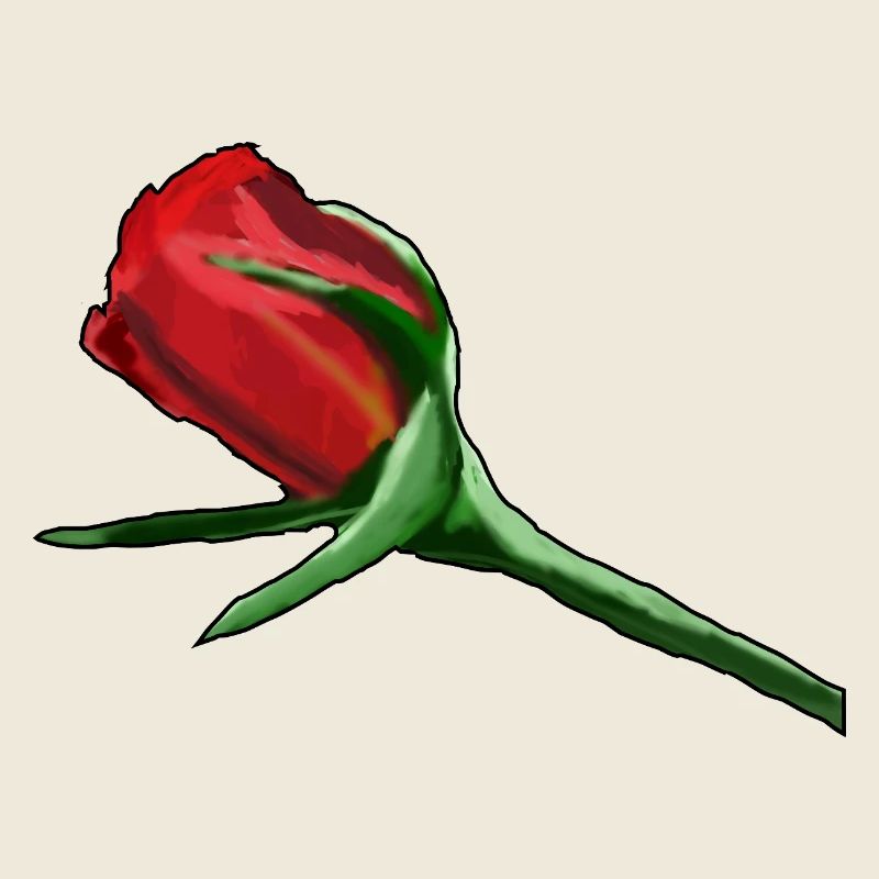 Red Rose on Black Painterly