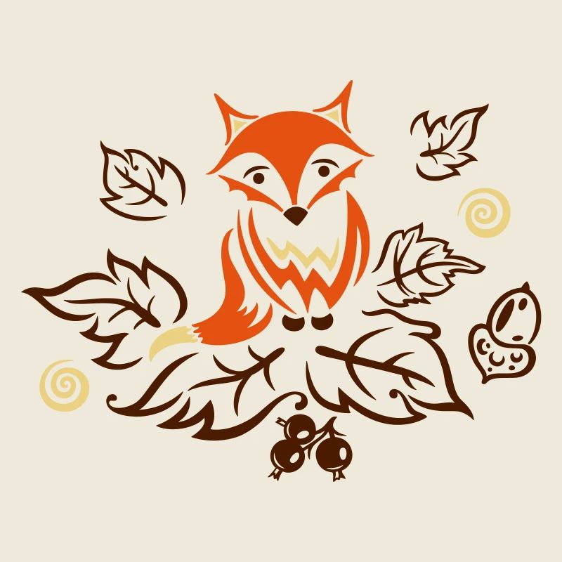 Kleiner Fuchs mit Blättern, Herbst, fox