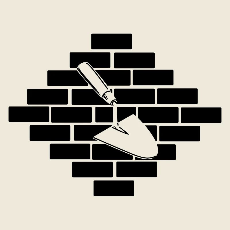 Mason masonry bricks with trowel logo