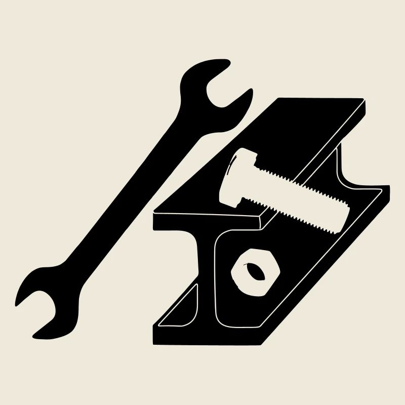 Stahlträger mit Schraube und Mutter