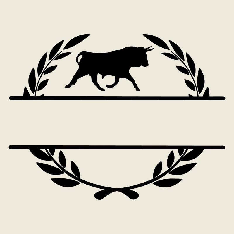 Taureau en monogramme de couronne de laurier
