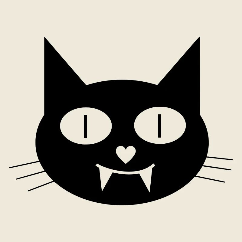 Halloween Vampir-Katze mit Eckzähnen