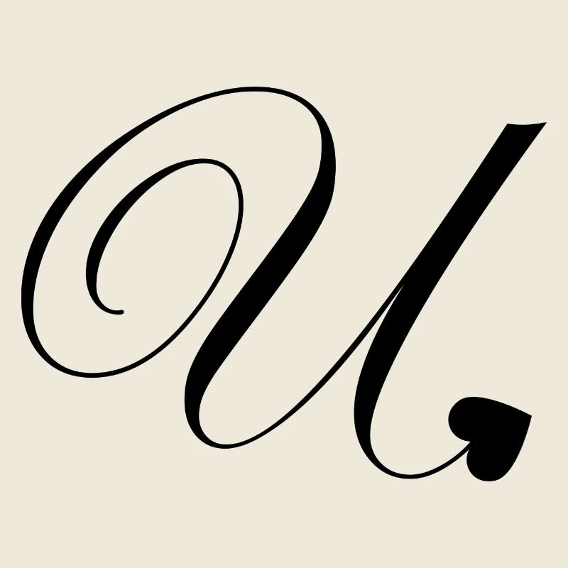 Buchstabe u Herz Kalligraphie