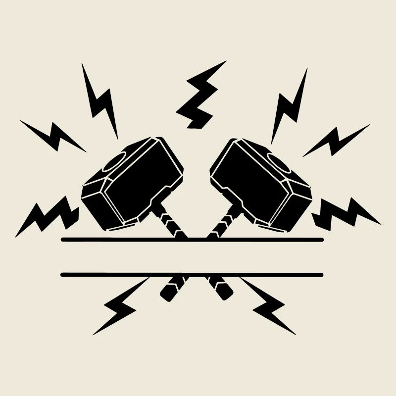Deux marteaux de Thor avec découpe de texte