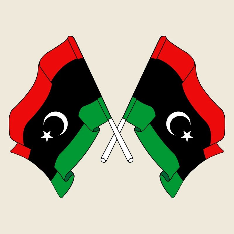 Zwei Flaggen Libyen