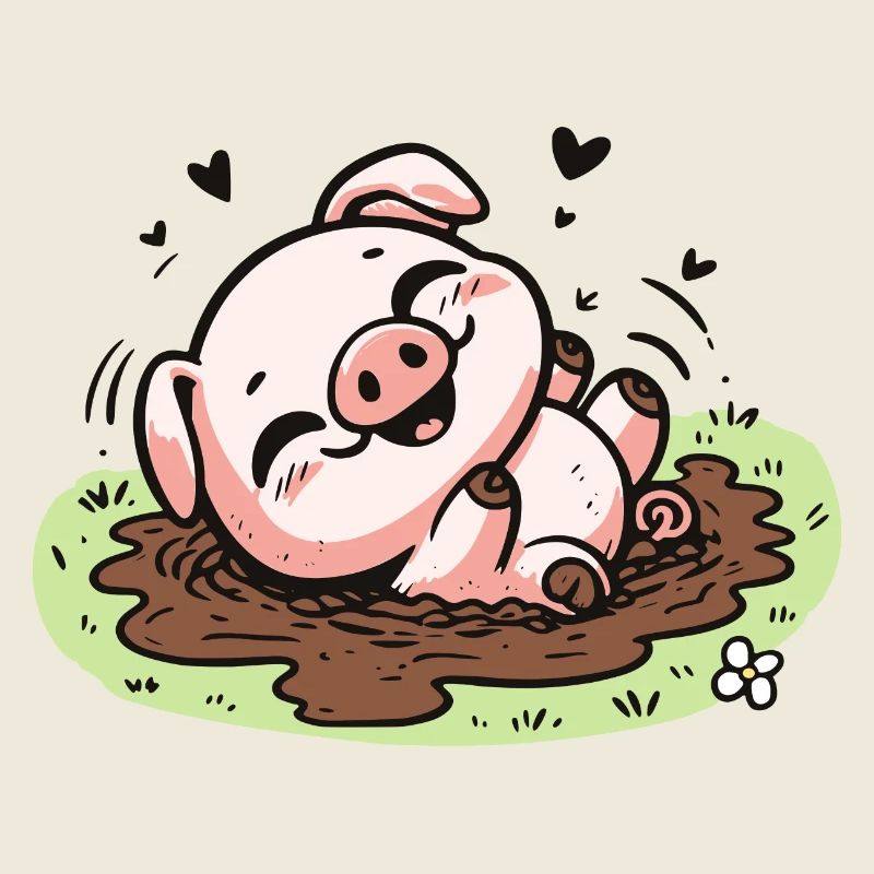 Cochon mignon dans la boue
