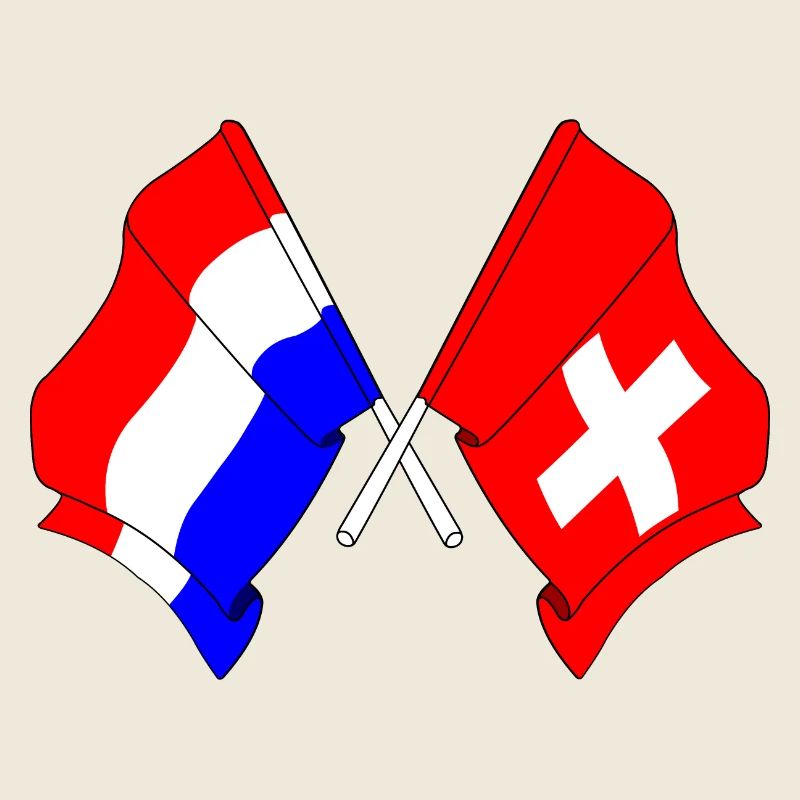 Drapeau des Pays-Bas et drapeau de la Suisse
