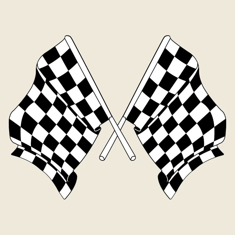 Deux drapeaux de course automobile croisés départ arrivée