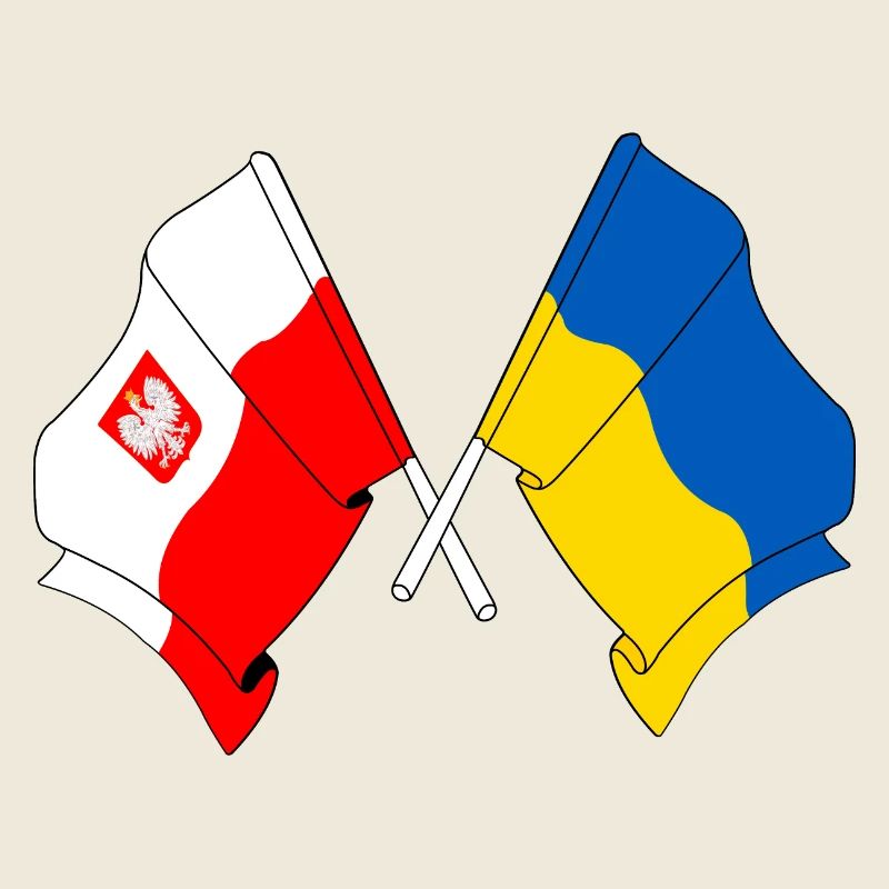 Drapeau de la Pologne, drapeau de l’Ukraine traversé