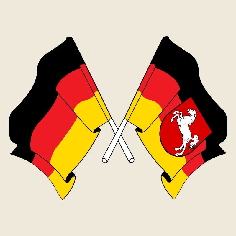 Drapeau de l’Allemagne et drapeau de la Basse-Saxe croisés