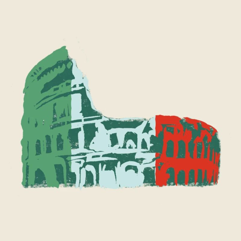 🍝 Italie Colisée Vert Rouge Blanc Drapeau
