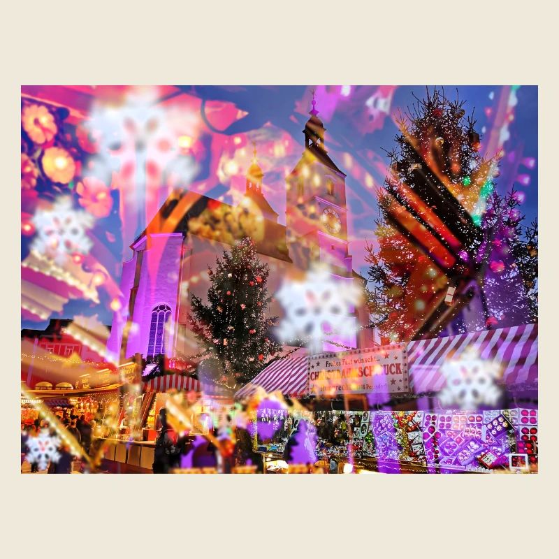 Marché de Noël impression, Joyeux Noël