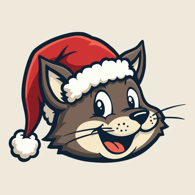 Chat au chapeau de Père Noël