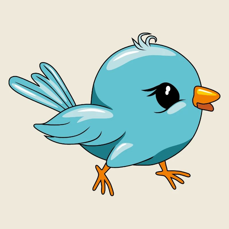 Oiseau bleu heureux mignon