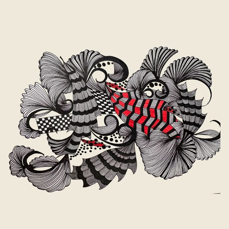 Black White Red Pattern