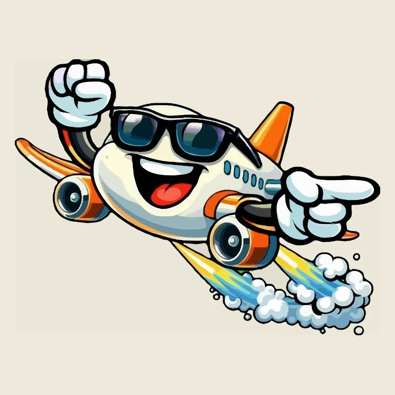 Avion joyeux avec des lunettes de soleil