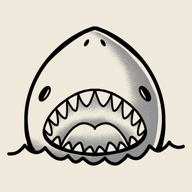 mignon visage de requin avec la bouche ouverte