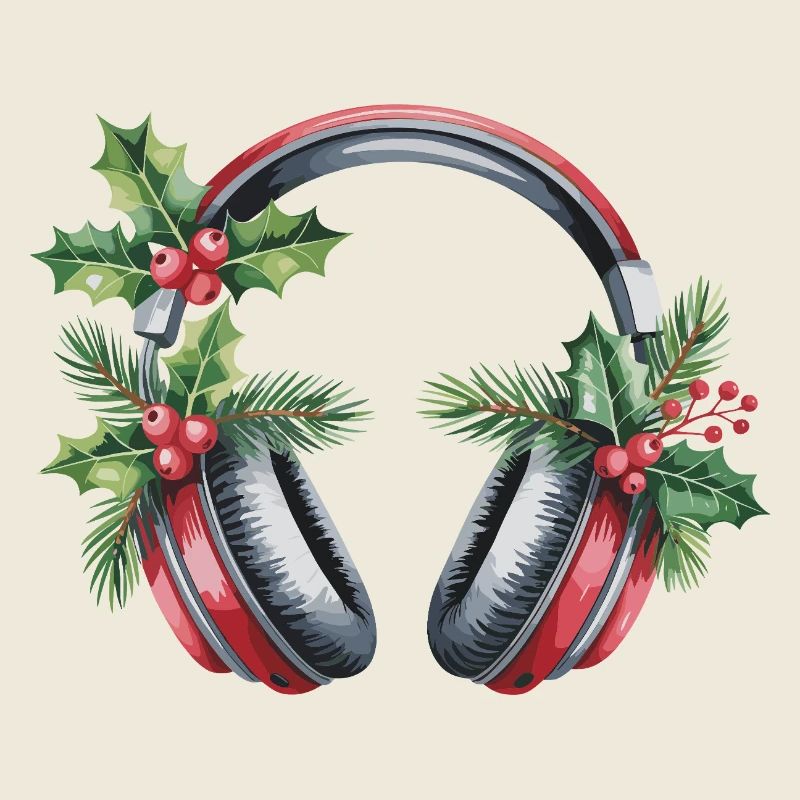 Weihnachtskopfhörer mit Tannengrün