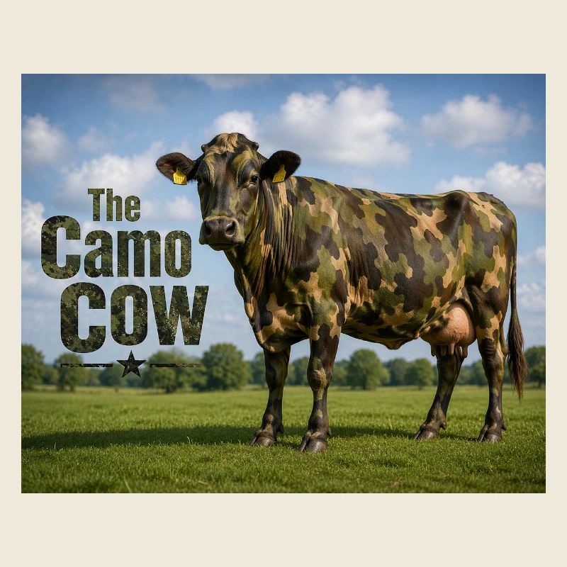 Vache camouflage dans la prairie