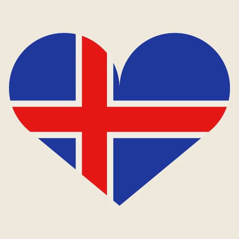 Drapeau islandais en forme de cœur