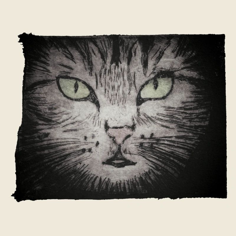 Cat Black - Gravé à la main imprimable