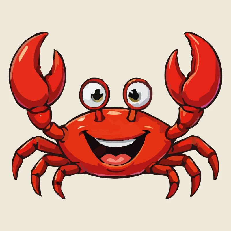 Dessin animé joyeux du crabe rouge