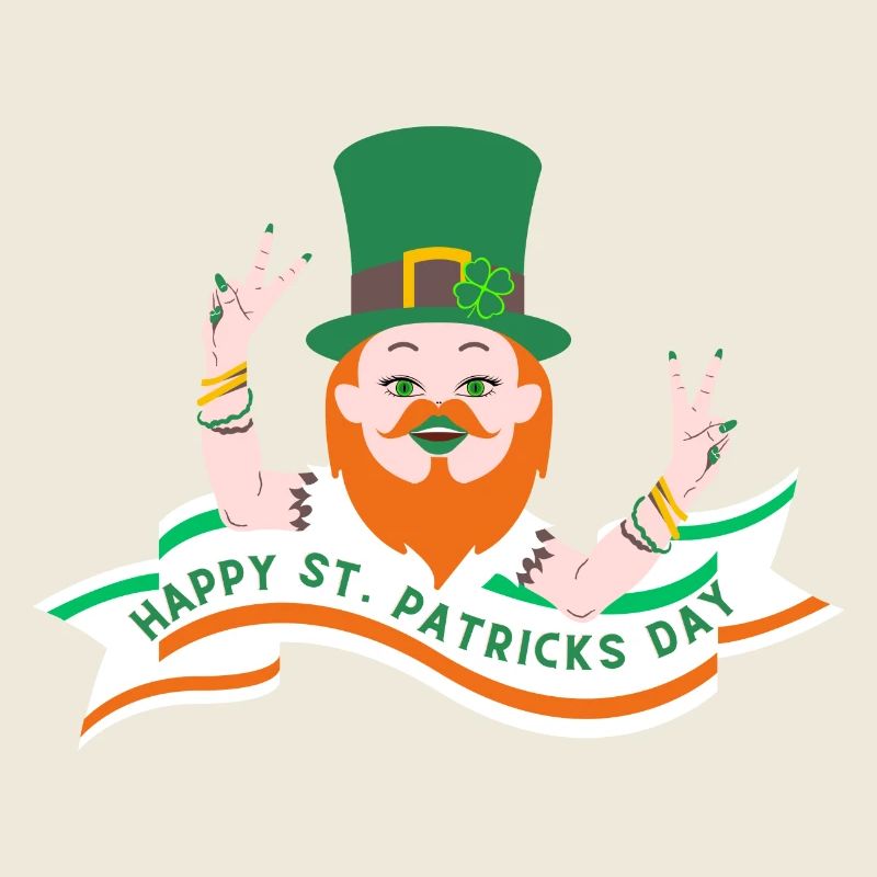 St. Patricks Day Irisch Kleeblatt Kobold Feiertag