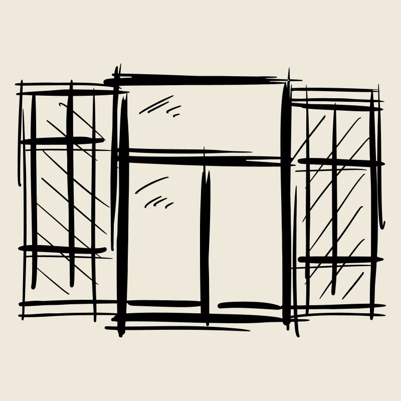 Old Window with Shutters Hinged Shutters Drawing