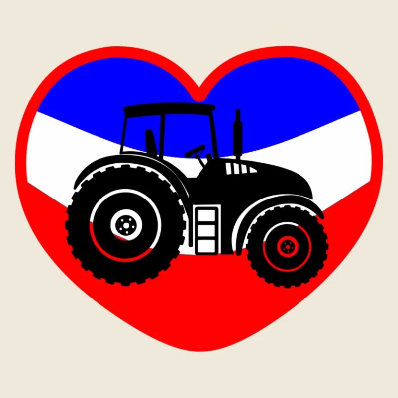 Flagge im Herzen des Bauernprotests mit Traktor