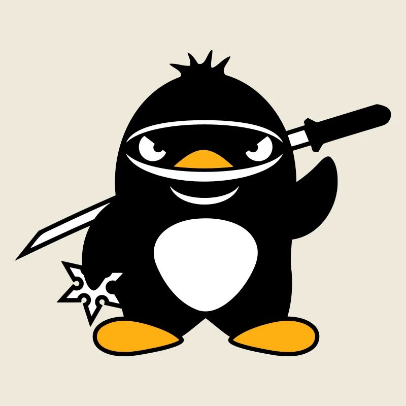 Pingouin Ninja Samouraï Japonais Katana Fighter