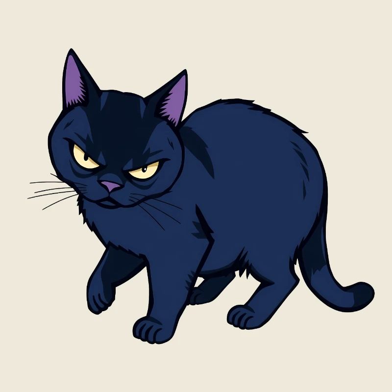 Grimmige schwarze Katze