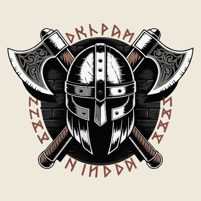 Wikinger-Krieger-Schild und Axt-Emblem