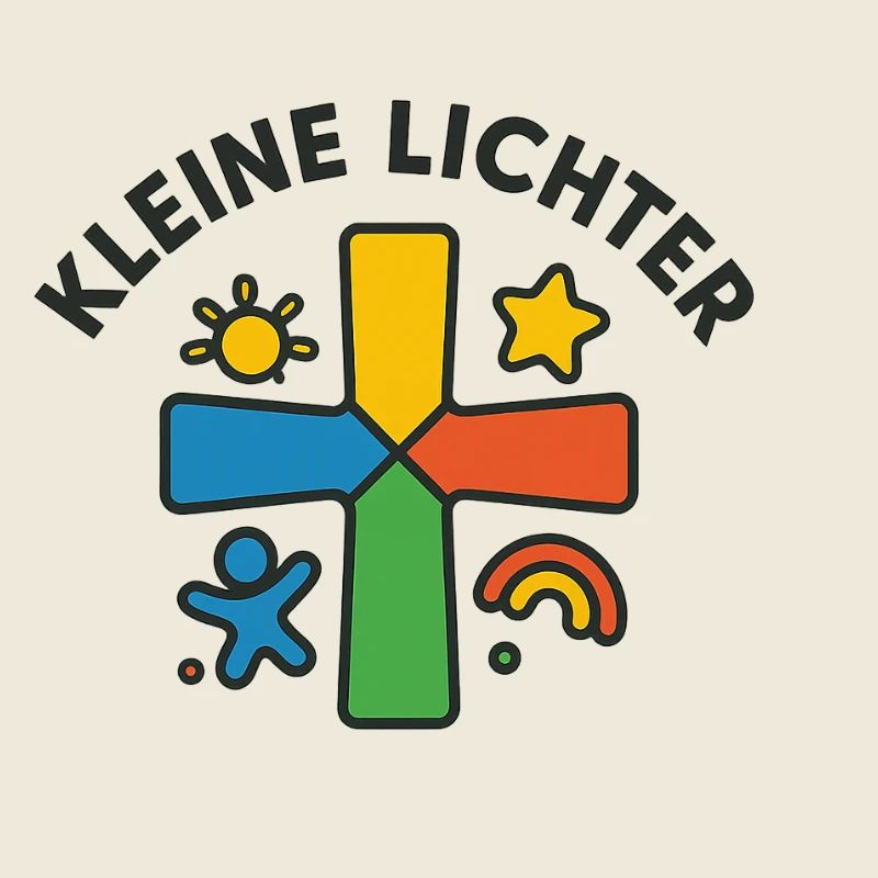 Croix colorée avec silhouette enfantine