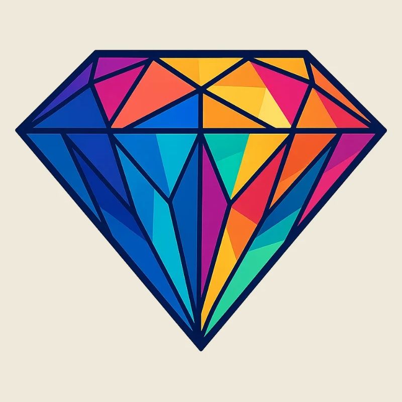 Geometrischer Diamant | Bunt / Regenbogen Design