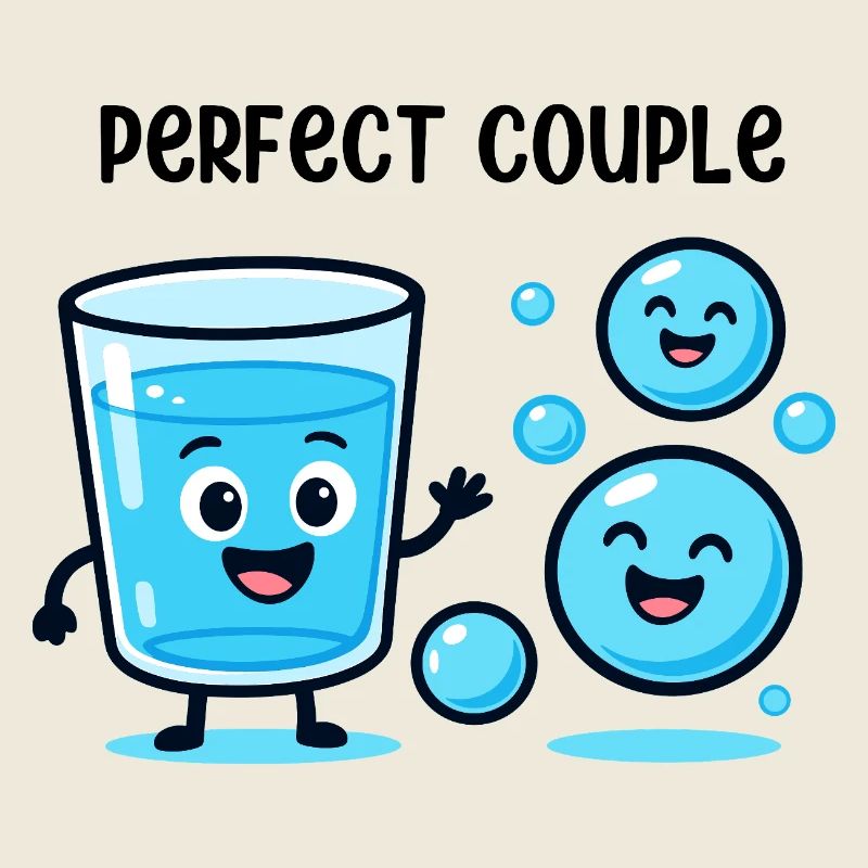 Smiling Water and Bubbles Fun Cartoon