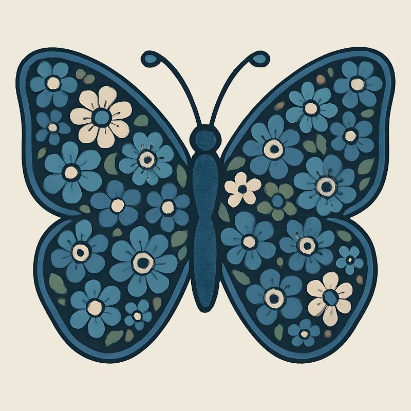 Motif de papillons floraux bleus
