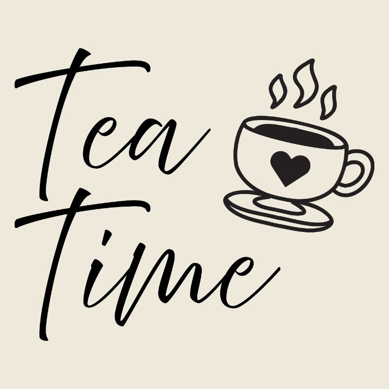 Tea Time Script Quote Cute Coffee Cup Design