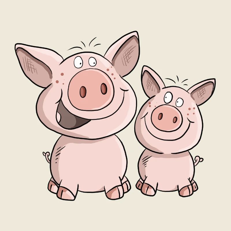 Zwei Kleine Schweinchen Im Glück I Comic Schweine