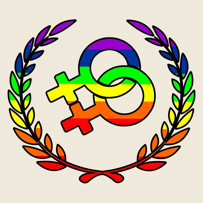 Regenbogenlesbies stolzes Logo Lorbeer Kranz