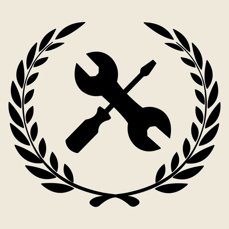 Tool logo for tinkerer in laurel wreath