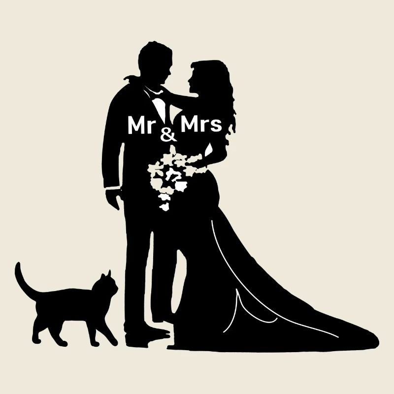 Jeunes mariés avec mariage de chat se marient célibataire